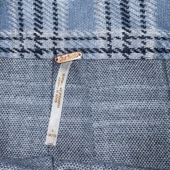 Free People  Skirt Womens Size  6 Ocean Blue Plaid Mini Honey Pleated - Picture 2 of 11